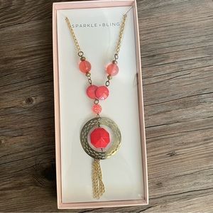 NWT!! sparkle and bling pink/gold necklace